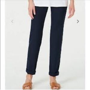 J Jill Linen Stretch Pull On Pants‎ Cuff Coastal Vacation Travel Beachy XL Tall